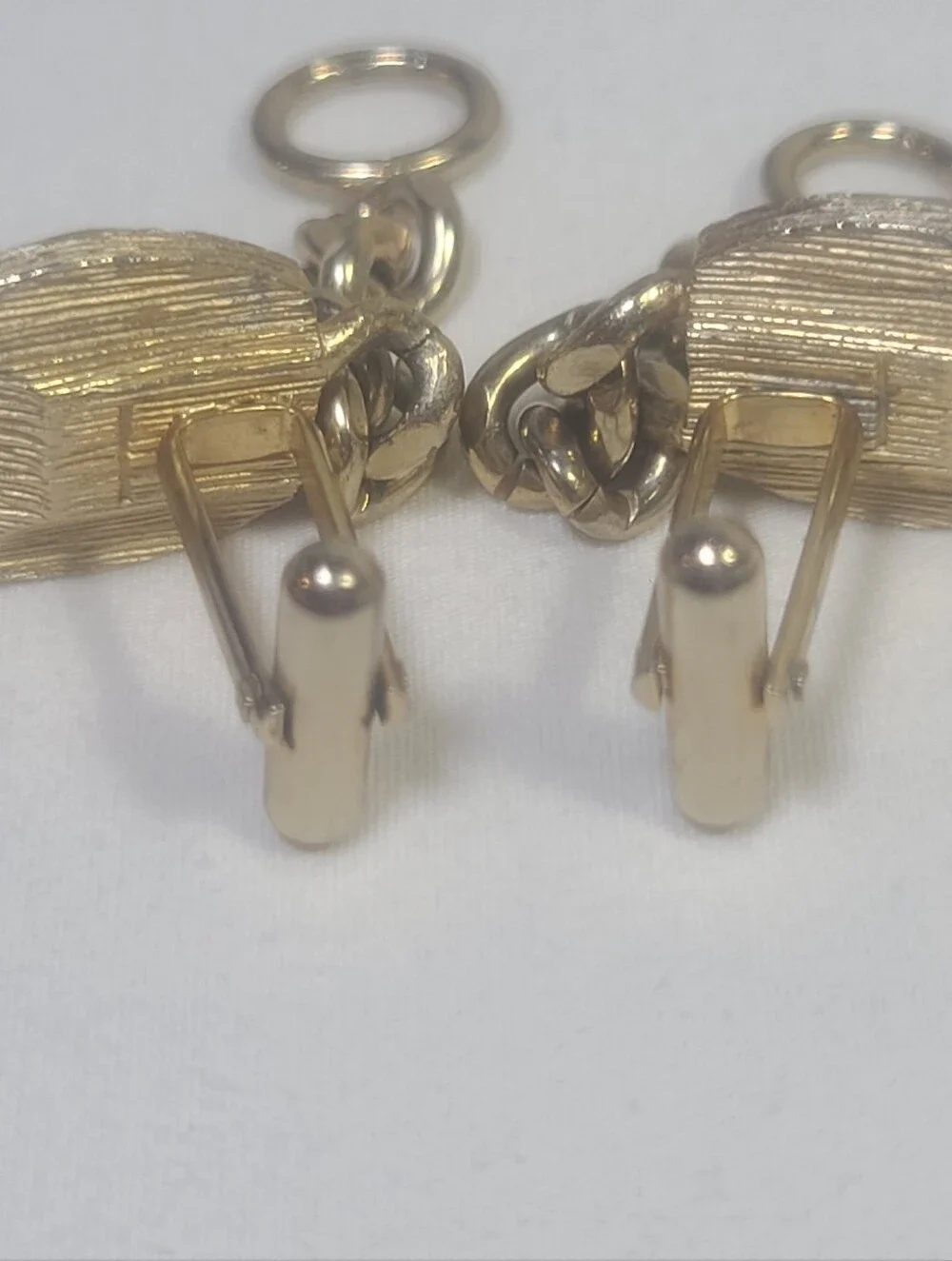 Vintage Swank Gold Tone & Green Stone Cuff Links Set